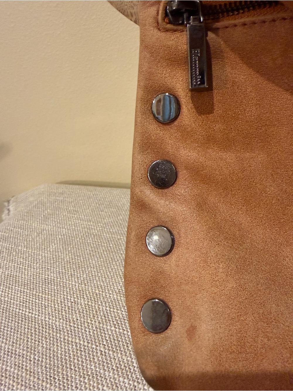 Hammitt VIP Medium Foldover Leather Crossbody Bag Tan Gunmetal - Picture 6 of 13